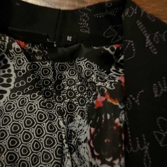 Desigual Black Suit Jacket Leather Sleeve Size 36 - Picture 8 of 12